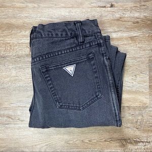 1990s Guess High Rise Washed Black Straight Leg Jeans Size 8/29